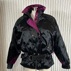 Vintage ProGear 80/ 90s retro Winter Ski Jacket black Satin finish sz M